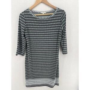 Women's Sophie Max Size Small Shift Dress Boat Neck Quarter Sleeve Black & Green